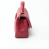 Pre-Loved Chanel™ Pink Raspberry Grained Leather Mini Top Handle Bag