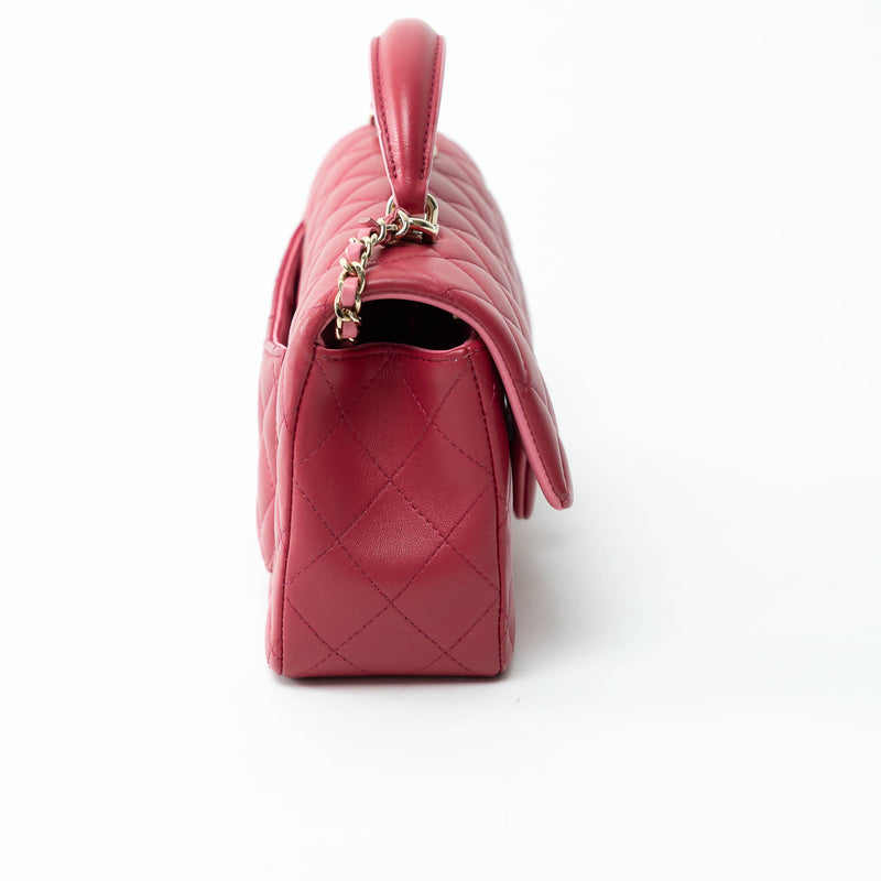 Pre-Loved Chanel™ Pink Raspberry Grained Leather Mini Top Handle Bag