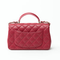 Pre-Loved Chanel™ Pink Raspberry Grained Leather Mini Top Handle Bag