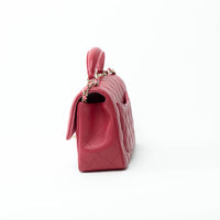 Pre-Loved Chanel™ Pink Raspberry Grained Leather Mini Top Handle Bag