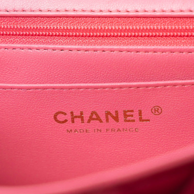 Pre-Loved Chanel™ Pink Raspberry Grained Leather Mini Top Handle Bag