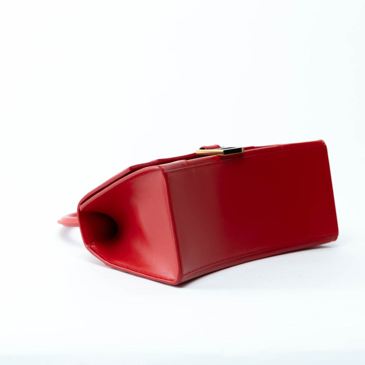 Balenciaga Red Shiny Box Calfskin Leather Small Hourglass Handbag