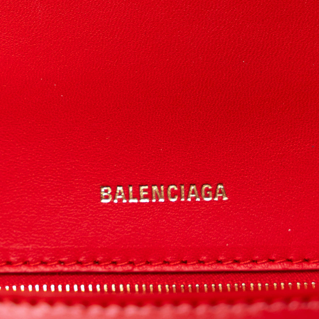 Balenciaga Red Shiny Box Calfskin Leather Small Hourglass Handbag