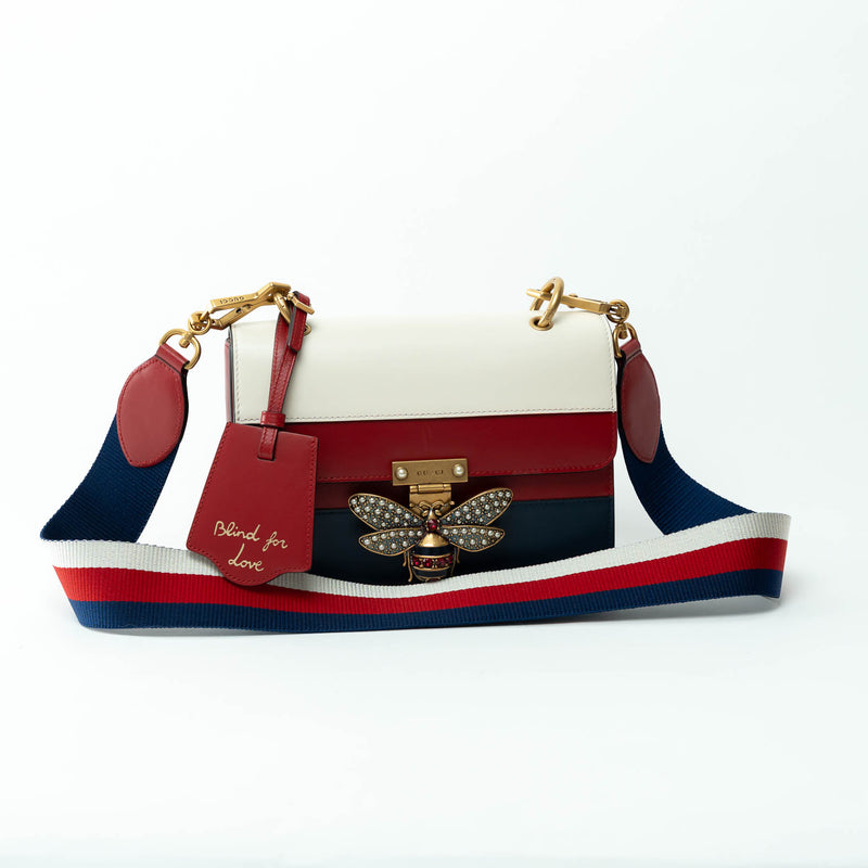 Gucci Tricolor Calfskin Leather Sylvie Web Queen Margaret Shoulder Bag