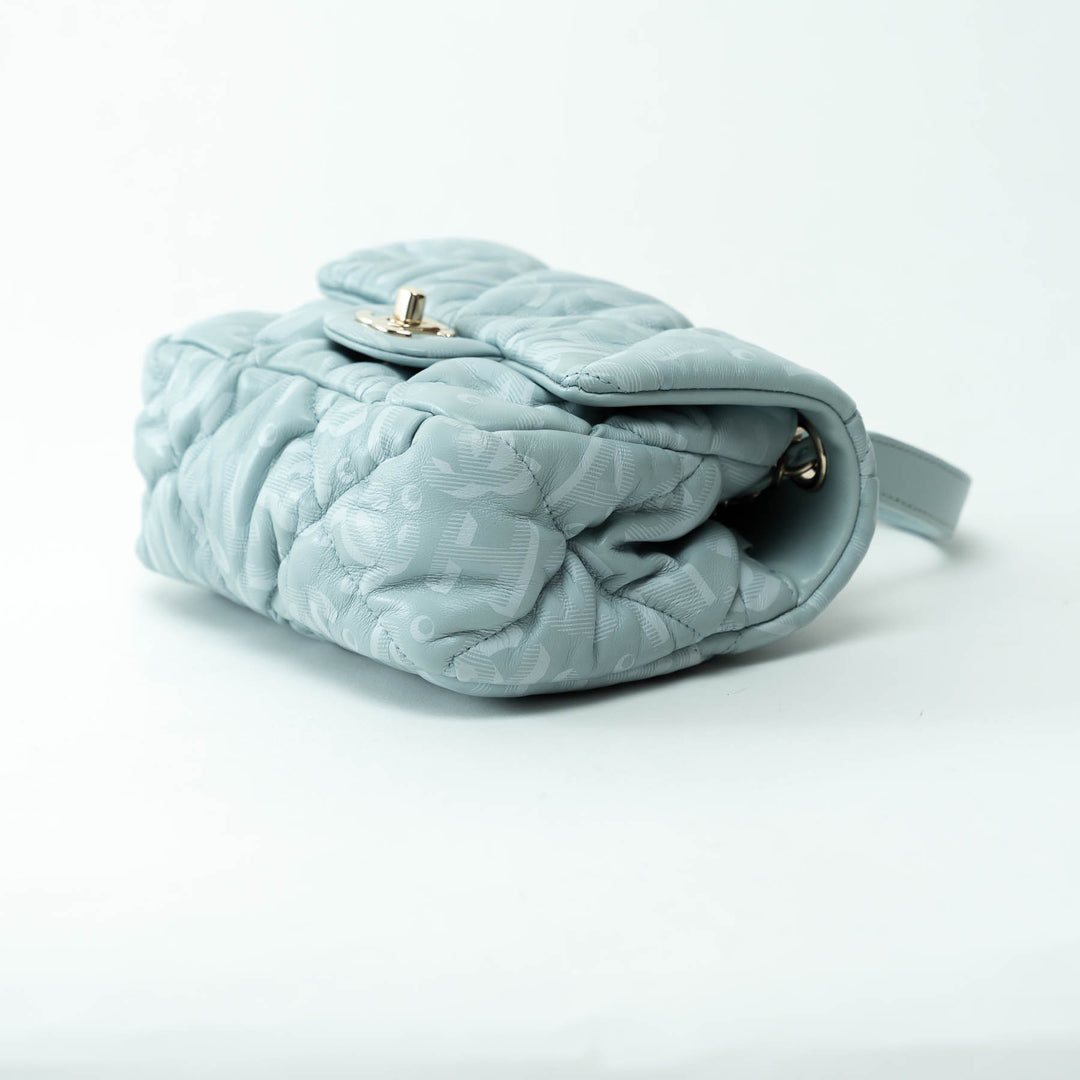 Pre-Loved Chanel™ Pale Blue Grained Leather Mini Square Flap Bag