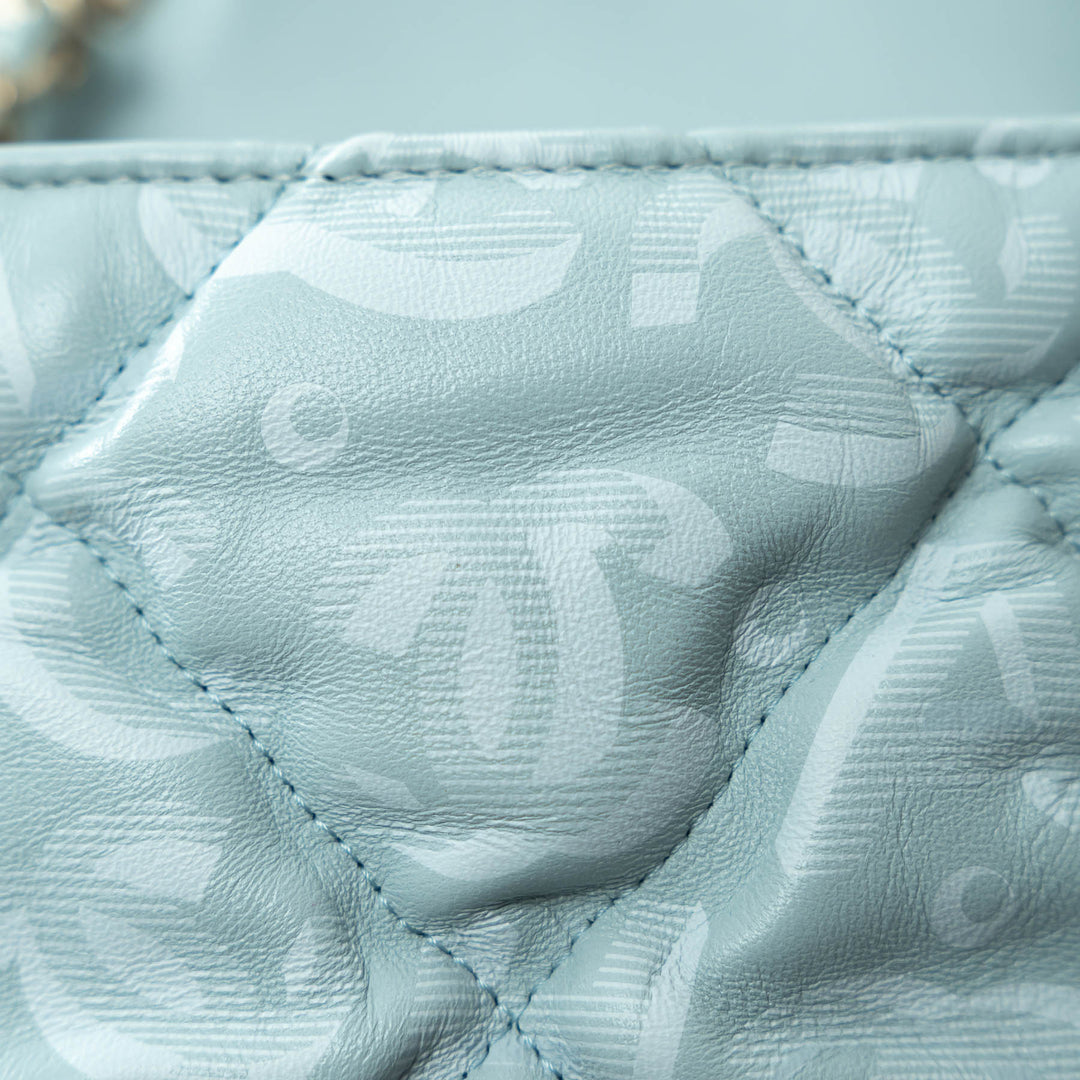Pre-Loved Chanel™ Pale Blue Grained Leather Mini Square Flap Bag