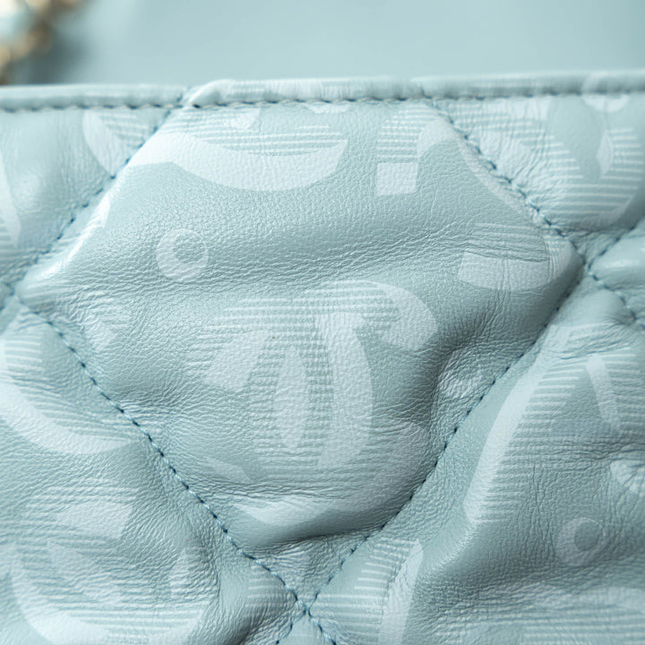 Pre-Loved Chanel™ Pale Blue Grained Leather Mini Square Flap Bag