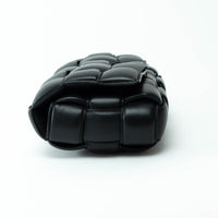 Bottega Veneta Black Lambskin Leather Intreccio Padded Cassette Bag