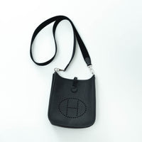 Hermes Black Clemence Leather Mini Evelyne 16