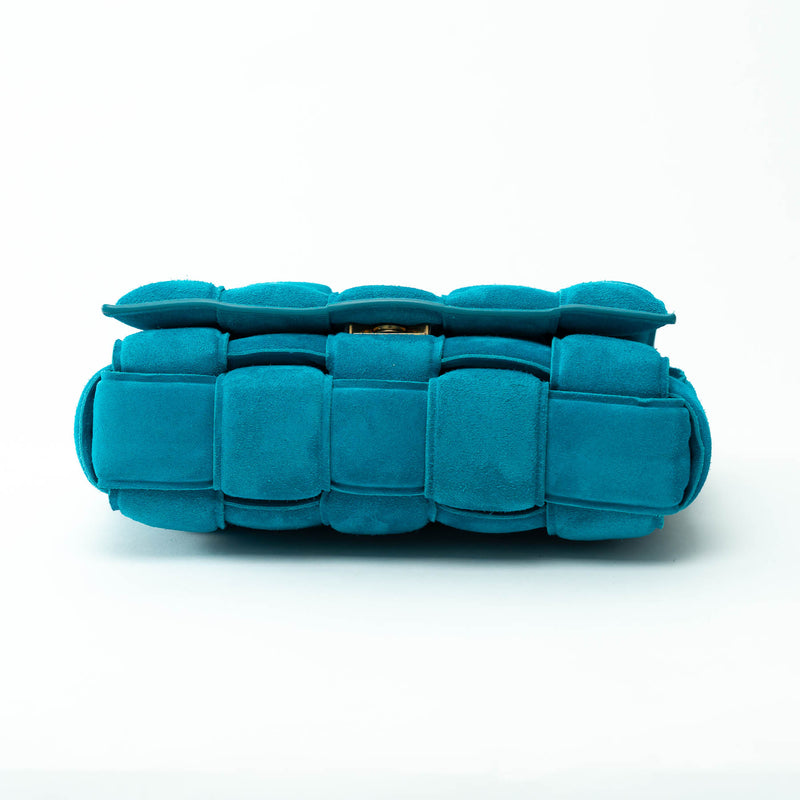 Bottega Veneta Teal Suede Intrecciato Chain Cassette Bag