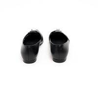 Hermes Black Lambskin Leather Kelly Ballet Flats Size 38.5
