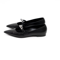 Hermes Black Lambskin Leather Kelly Ballet Flats Size 38.5