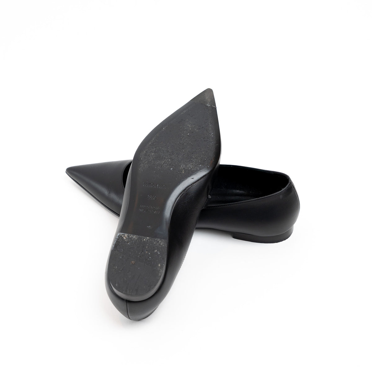 Hermes Black Lambskin Leather Kelly Ballet Flats Size 38.5