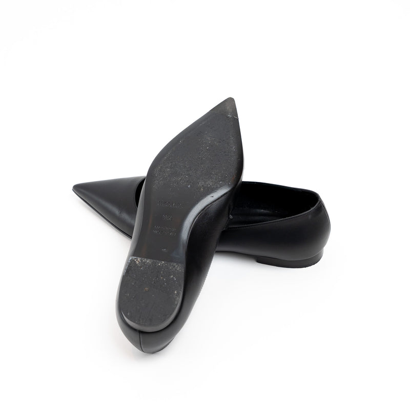 Hermes Black Lambskin Leather Kelly Ballet Flats Size 38.5