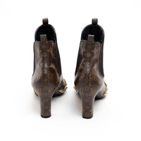Louis Vuitton Monogram Canvas Studded Chelsea Heel Boot Size 39
