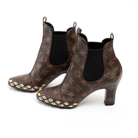 Louis Vuitton Monogram Canvas Studded Chelsea Heel Boot Size 39