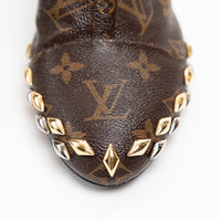 Louis Vuitton Monogram Canvas Studded Chelsea Heel Boot Size 39