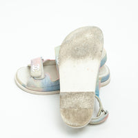 Pre-Loved Chanel™ Pink and Blue Multicolor Corduroy Dad Sandals Size 37C