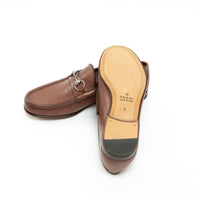 Gucci Brown Grained Leather Horsebit Loafers, Size 8