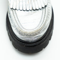 Celine Metallic Croc Embossed Leather Loafers Size 38