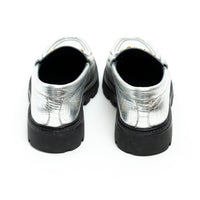 Celine Metallic Croc Embossed Leather Loafers Size 38