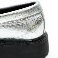 Celine Metallic Croc Embossed Leather Loafers Size 38