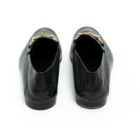 Gucci Black Lambskin Leather Snake Print Horsebit Loafers Size 8