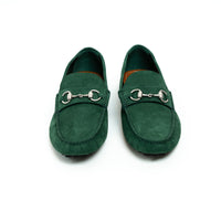 Gucci Green Suede Horsebit Loafers Size 42