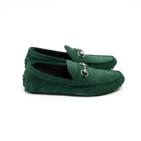 Gucci Green Suede Horsebit Loafers Size 42