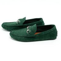 Gucci Green Suede Horsebit Loafers Size 42