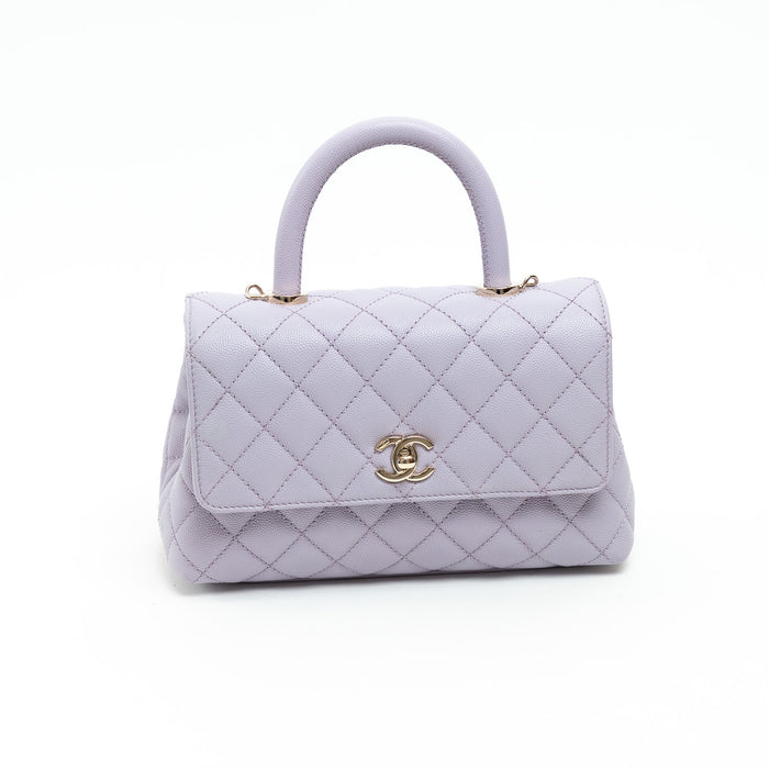 Pre-Loved Chanel™ Lavender Leather Mini Coco Handle Bag