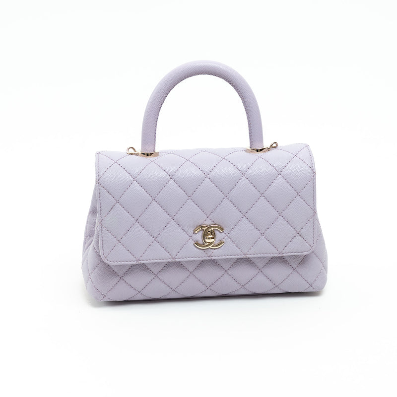 Pre-Loved Chanel™ Lavender Leather Mini Coco Handle Bag