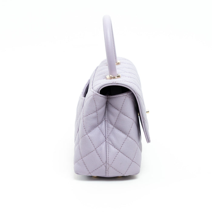 Pre-Loved Chanel™ Lavender Leather Mini Coco Handle Bag