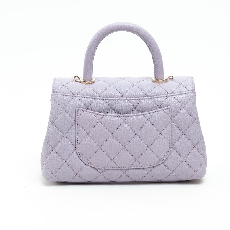 Pre-Loved Chanel™ Lavender Leather Mini Coco Handle Bag