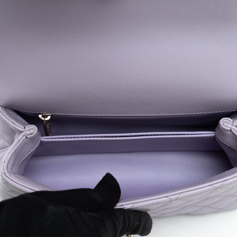 Pre-Loved Chanel™ Lavender Leather Mini Coco Handle Bag