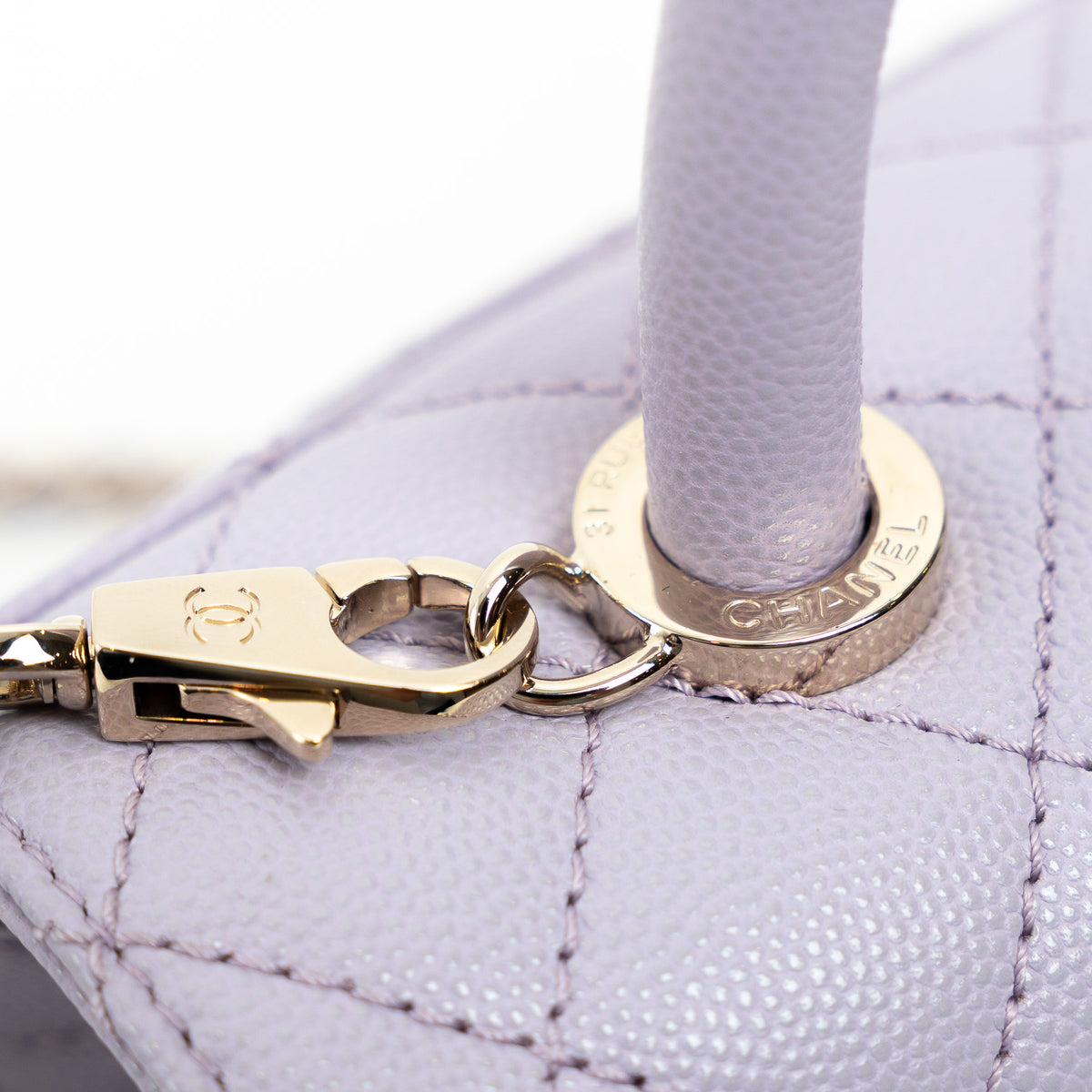 Pre-Loved Chanel™ Lavender Leather Mini Coco Handle Bag