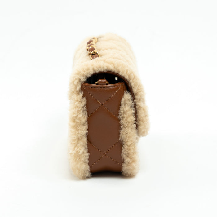 Pre-Loved Chanel™ Brown Lambskin Leather and Shearling Crossbody Bag