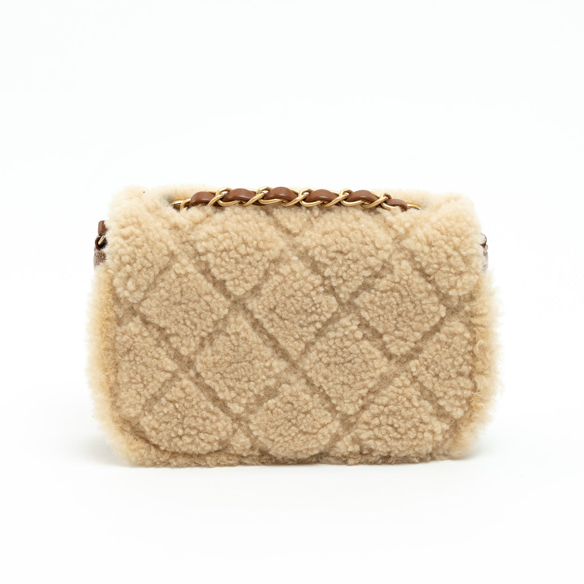 Pre-Loved Chanel™ Brown Lambskin Leather and Shearling Crossbody Bag