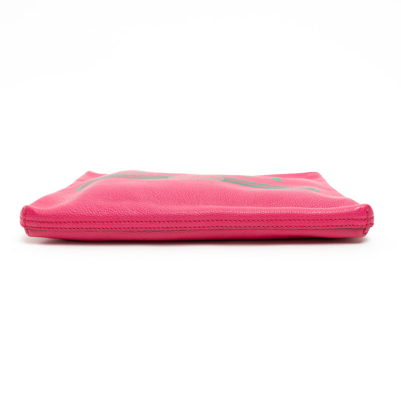 Gucci Pink Grained Leather Zip Pouch