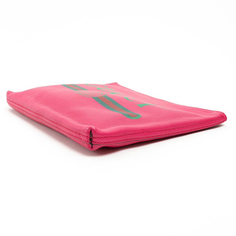 Gucci Pink Grained Leather Zip Pouch