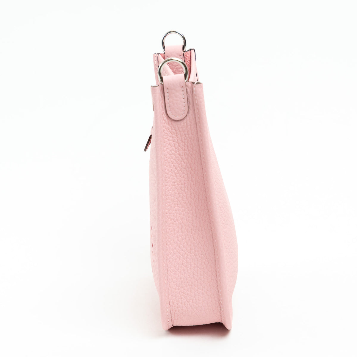 Hermes Rose Sakura Clemence Leather Mini Evelyne 16