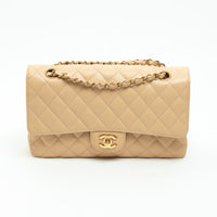 Pre-Loved Chanel ™ Tan Grained Leather Medium Classic Double Flap Bag