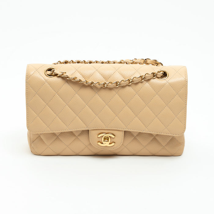 Pre-Loved Chanel ™ Tan Grained Leather Medium Classic Double Flap Bag