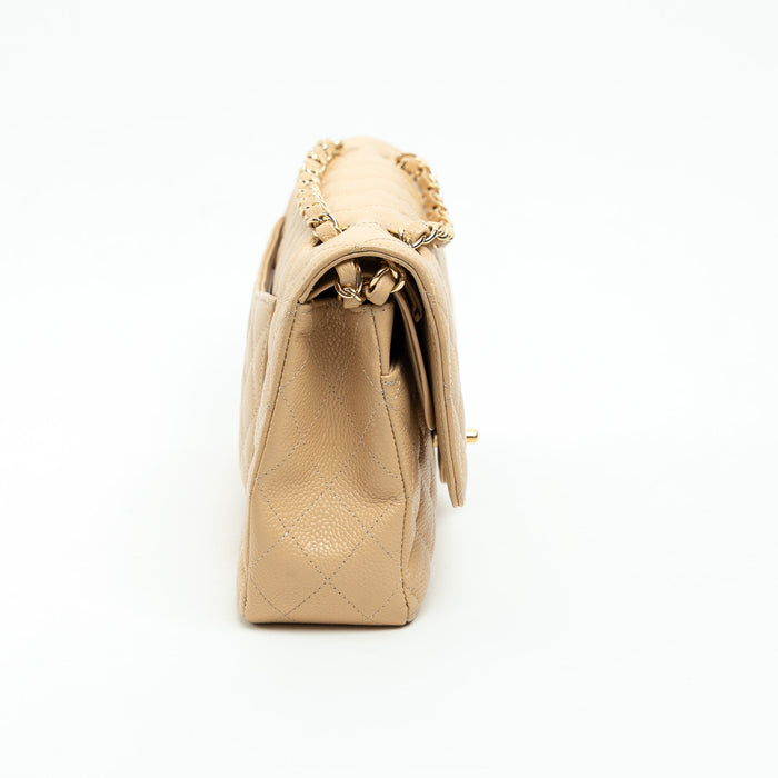 Pre-Loved Chanel ™ Tan Grained Leather Medium Classic Double Flap Bag