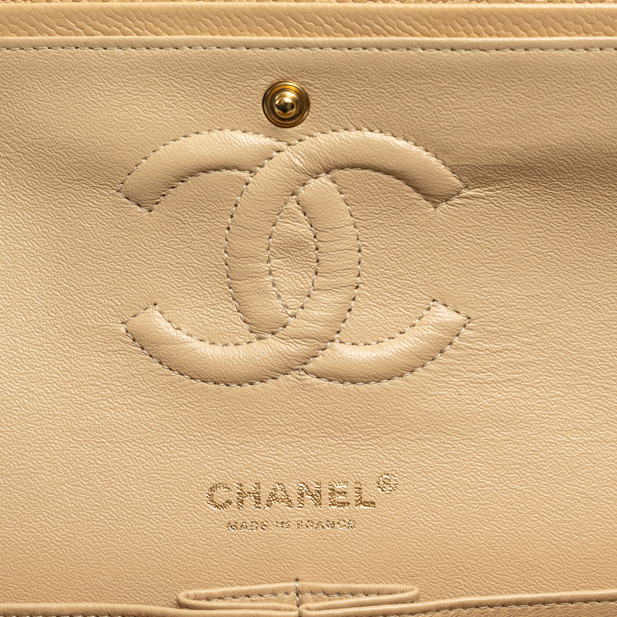 Pre-Loved Chanel ™ Tan Grained Leather Medium Classic Double Flap Bag