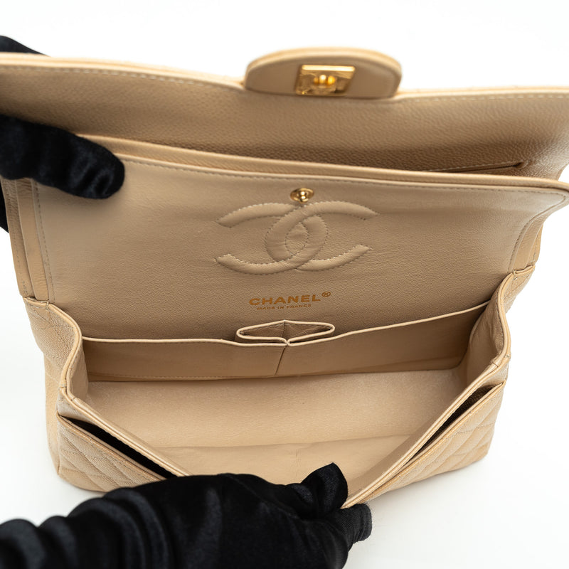 Pre-Loved Chanel ™ Tan Grained Leather Medium Classic Double Flap Bag