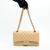 Pre-Loved Chanel ™ Tan Grained Leather Medium Classic Double Flap Bag