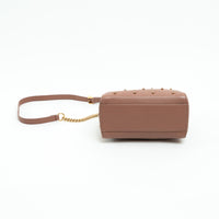 Fendi Tan Grained Leather Crystal Star Studded Micro Peekaboo Handbag