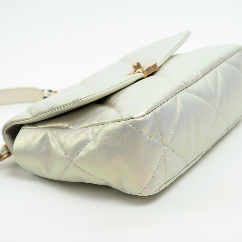Pre-Loved Chanel ™ Pearlescent White Grained Leather 19 Handbag