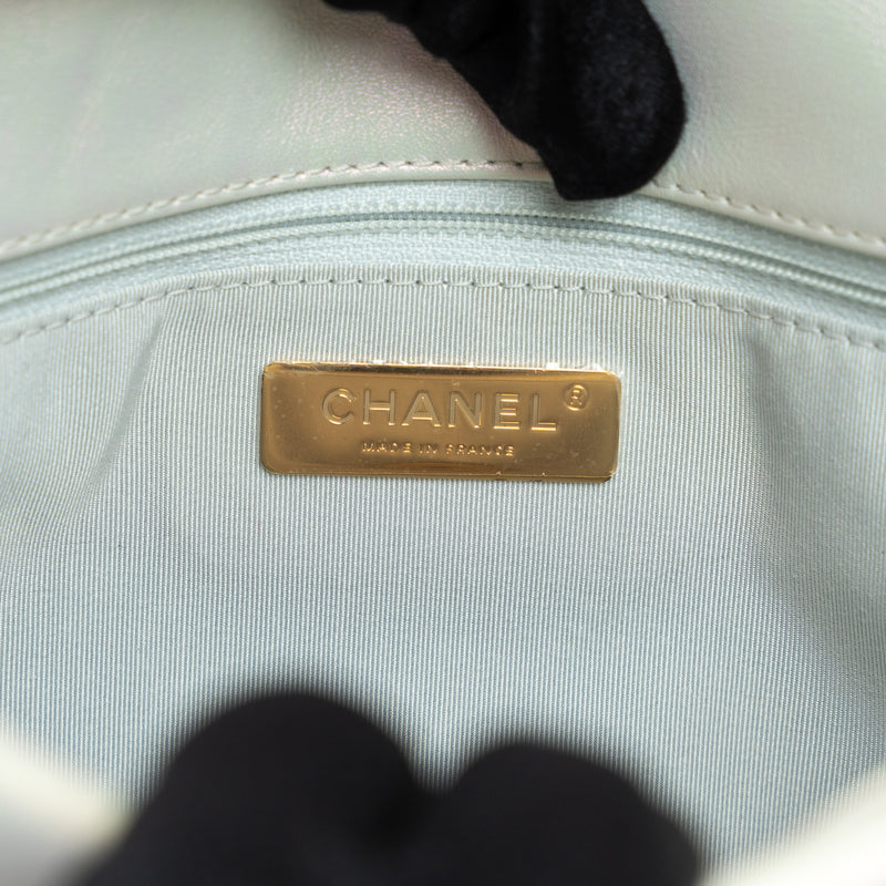 Pre-Loved Chanel ™ Pearlescent White Grained Leather 19 Handbag